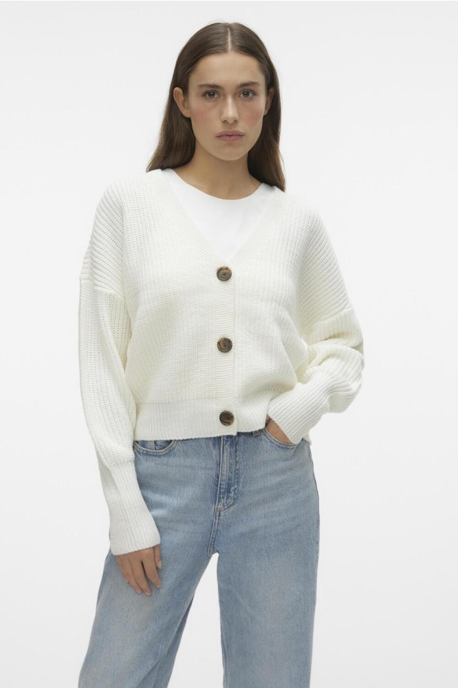 VMLEA LS V-NECK CUFF CARDIGAN NOOS 10249632 CLOUD DANCER
